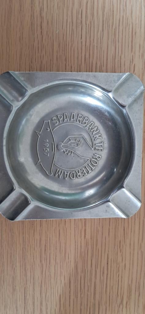 Asbakje Spaarbank Rotterdam zilverkleurig, Ophalen of Verzenden