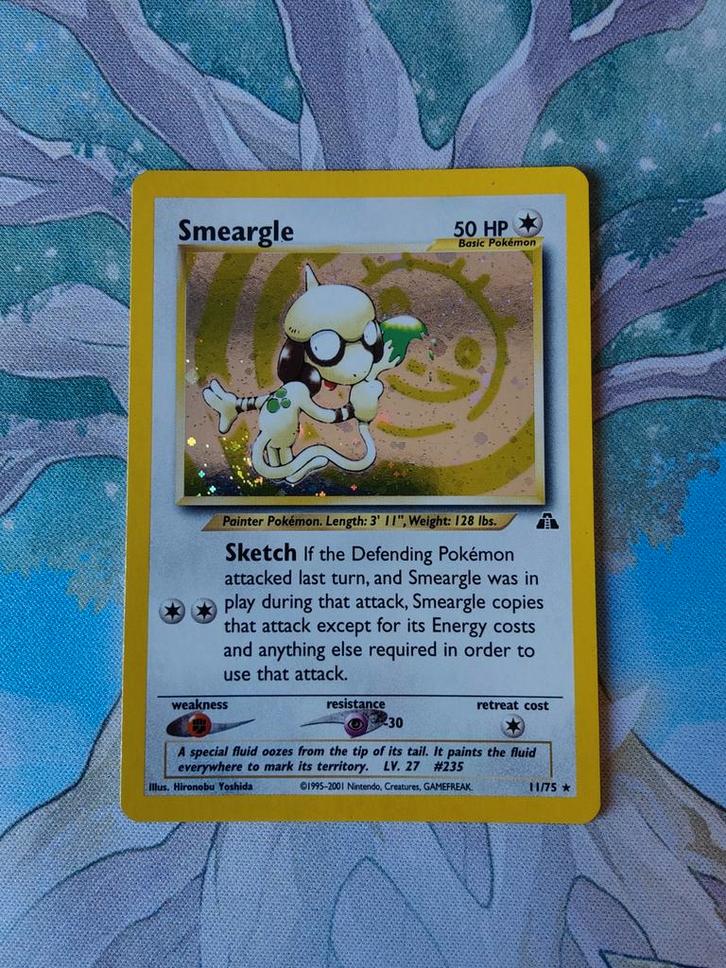 Pokemon neo Discovery smeargle Holo 11/75 near mint, Hobby en Vrije tijd, Verzamelkaartspellen | Pokémon, Zo goed als nieuw, Losse kaart