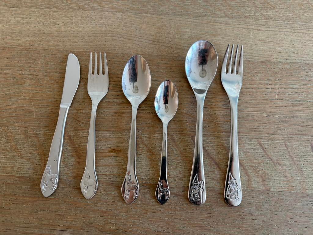 Schattig vintage setje kinderbestek divers, Ophalen of Verzenden