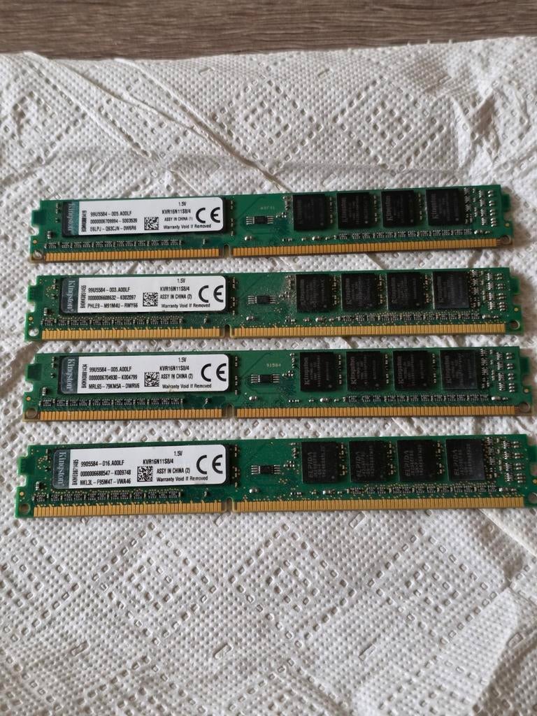 Kingston DDR3 4x 4GB (16GB totaal), Computers en Software, RAM geheugen, Ophalen, Gebruikt, Desktop, 16 GB