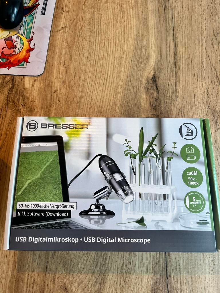 Bresser USB Digitale Microscoop 50x-1000x Vergroting(NIUEW!), Ophalen of Verzenden, Nieuw, 1000x of meer, Biologische microscoop