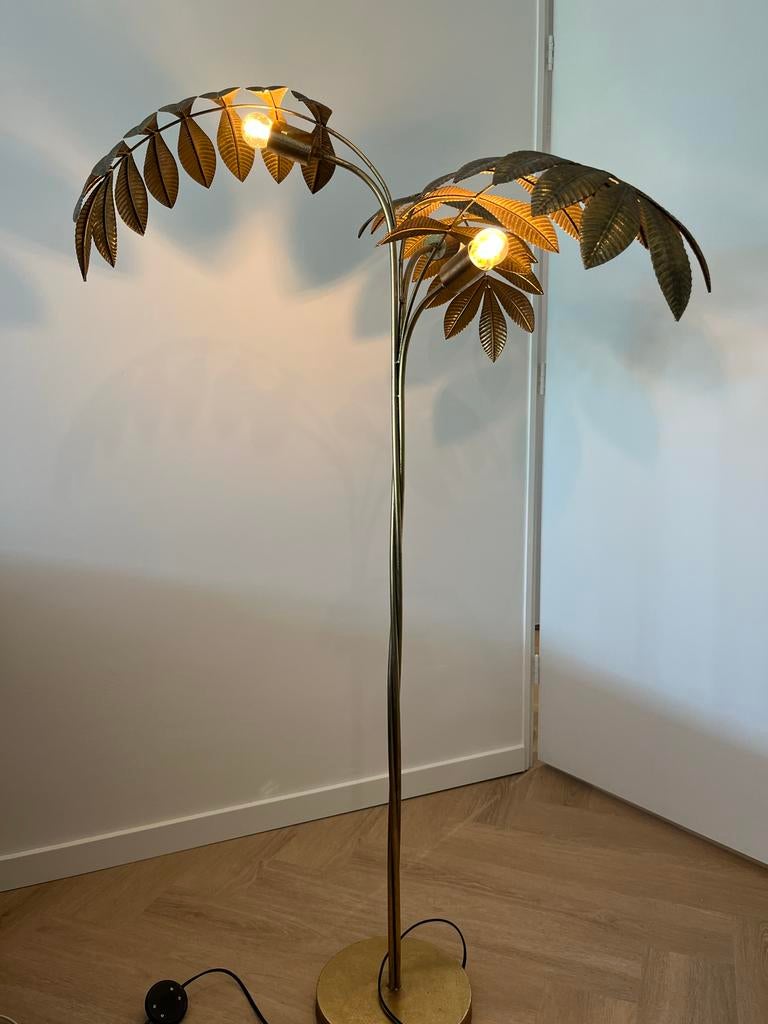 Gouden Palmboom Lamp - Vintage Stijl Vloerlamp, Ophalen, Zo goed als nieuw, Metaal, 100 tot 150 cm