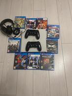 PS4 Slim Wit + 2 controllers + headset + 9 games + oplader, Spelcomputers en Games, Met 2 controllers, Ophalen of Verzenden, Zo goed als nieuw