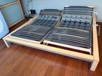 Prachtig zgan electrisch Poliform bed incl Tempur matrassen, Verstelbaar, Bruin, 210 cm, Tweepersoons