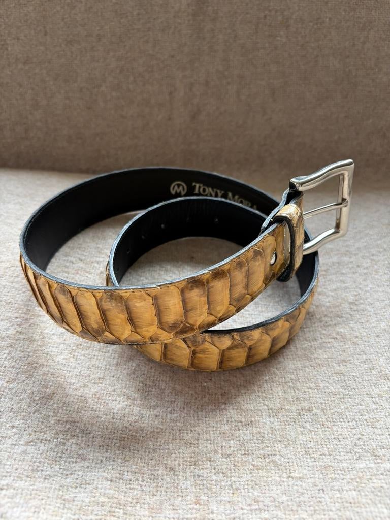 Tony Mora slangenleren riem. Lengte 80., 3 tot 5 cm, Echt leder, Tailleriem, Ophalen of Verzenden