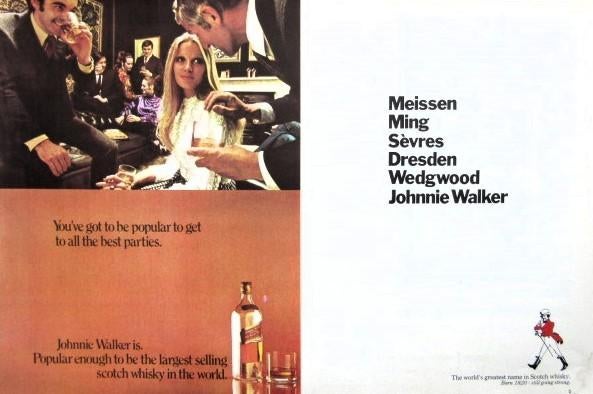 10 vintage advertenties reclames Johnnie Walker whisky 69-72, Ophalen of Verzenden, Gebruikt, Gebruiksvoorwerp