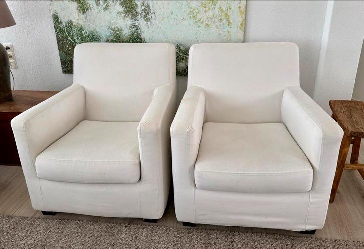 Twee witte SOHO Company fauteuils, Huis en Inrichting, Fauteuils, Gebruikt, Stof, 75 tot 100 cm, Ophalen