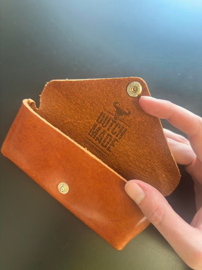 Leren brillenkoker Dutch Made (Eyewear Vintage), Overige merken, Bruin, Ophalen of Verzenden, Zo goed als nieuw