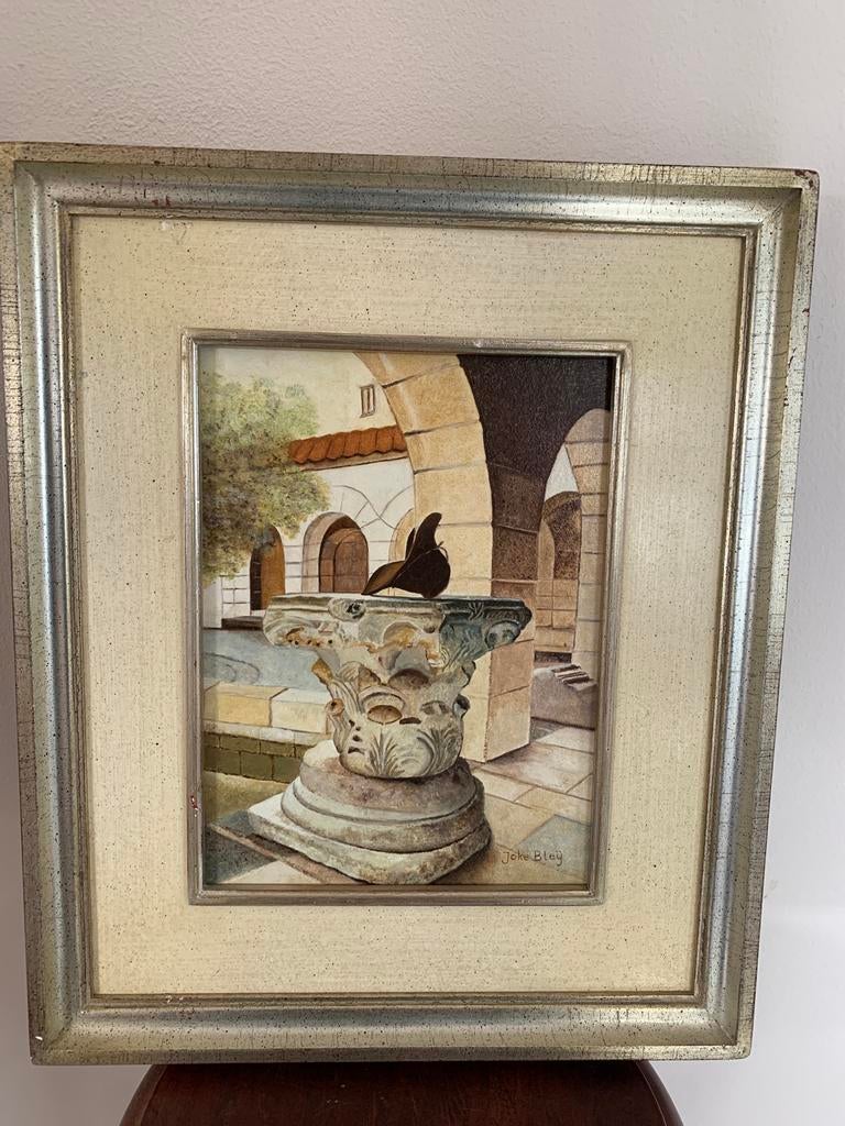 Schilderij 'Binnenplaats met fontein' door Joke Bleij, Ophalen of Verzenden