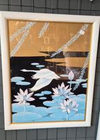 Vintage wanddecoratie zwaan en waterlelies, jaren '70, Ophalen of Verzenden