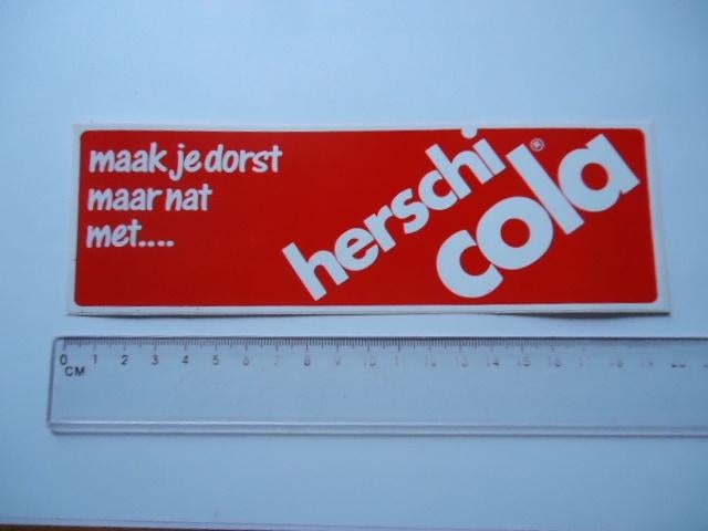 sticker oud Herschi cola retro merk fris drank frisdrank, Verzenden, Zo goed als nieuw, Bedrijf of Vereniging