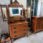 Antieke vintage brocante kaptafel ladekast drieluikspiegel, Ophalen