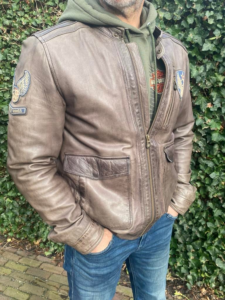 Pme lederen jas, Kleding | Heren, Ophalen of Verzenden, Zo goed als nieuw, Maat 52/54 (L), Bruin