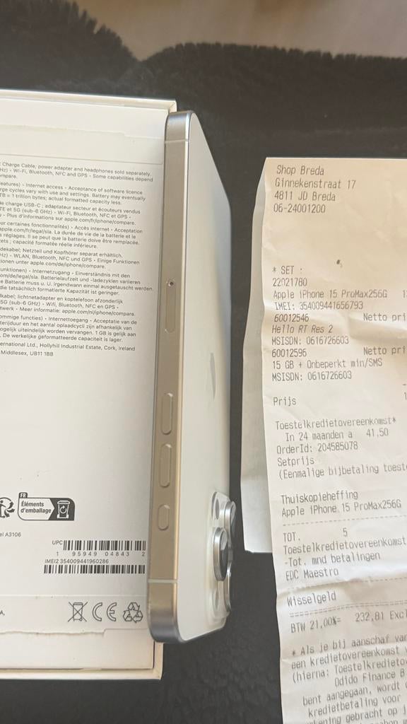 iPhone 15 Pro Max 256GB Wit - Zo goed als nieuw, Wit, IPhone 15 Pro Max, Zo goed als nieuw, Zonder simlock