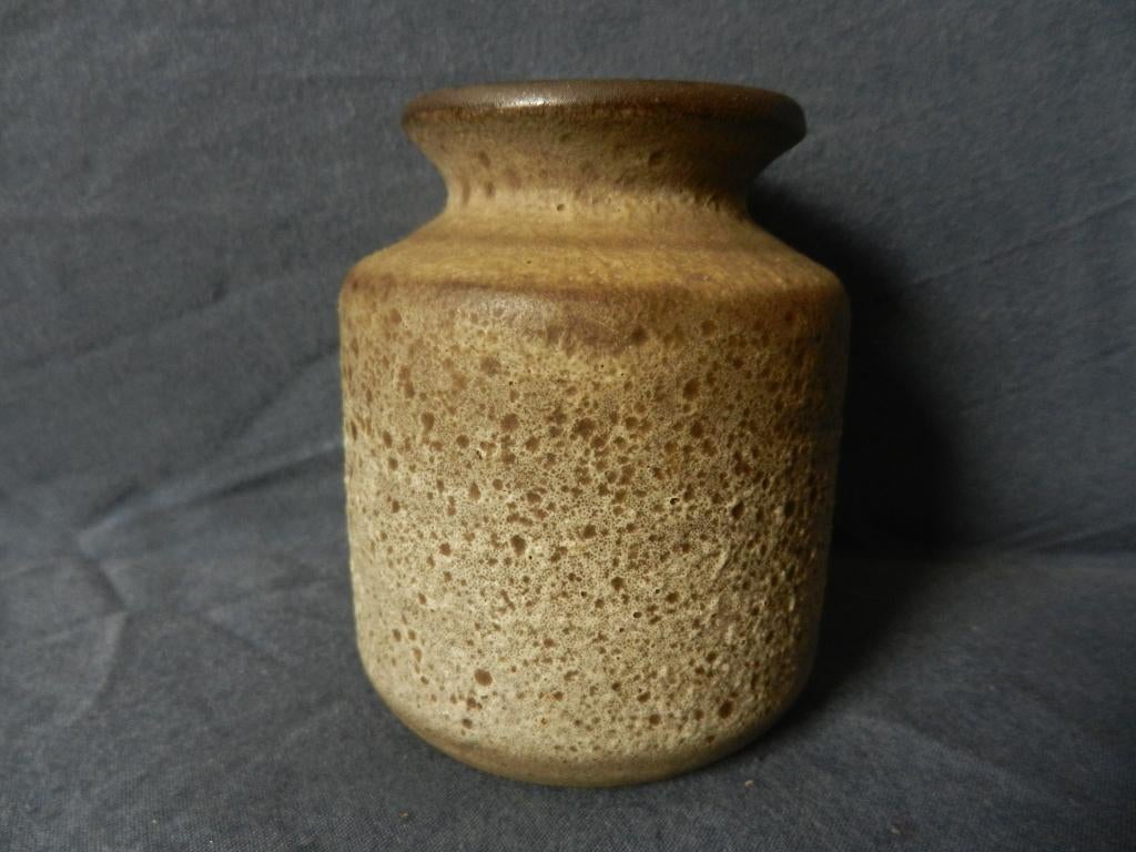 Cilindrisch vaasje beige grijs lava glazuur Ravelli h 9,1 cm, Antiek en Kunst, Antiek | Keramiek en Aardewerk, Ophalen of Verzenden