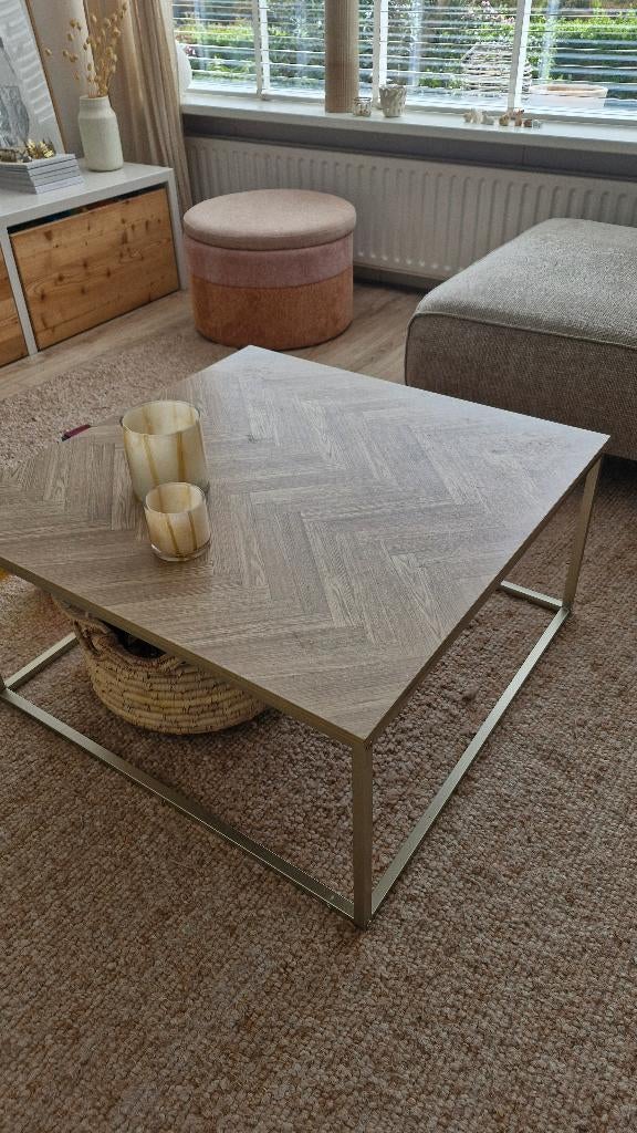 Salontafel, Huis en Inrichting, Tafels | Salontafels, Ophalen, Gebruikt, Vierkant, Metaal