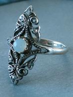 Antiek zilveren ring met goud en diamant & opaal, Verzenden, Zilver, Ring