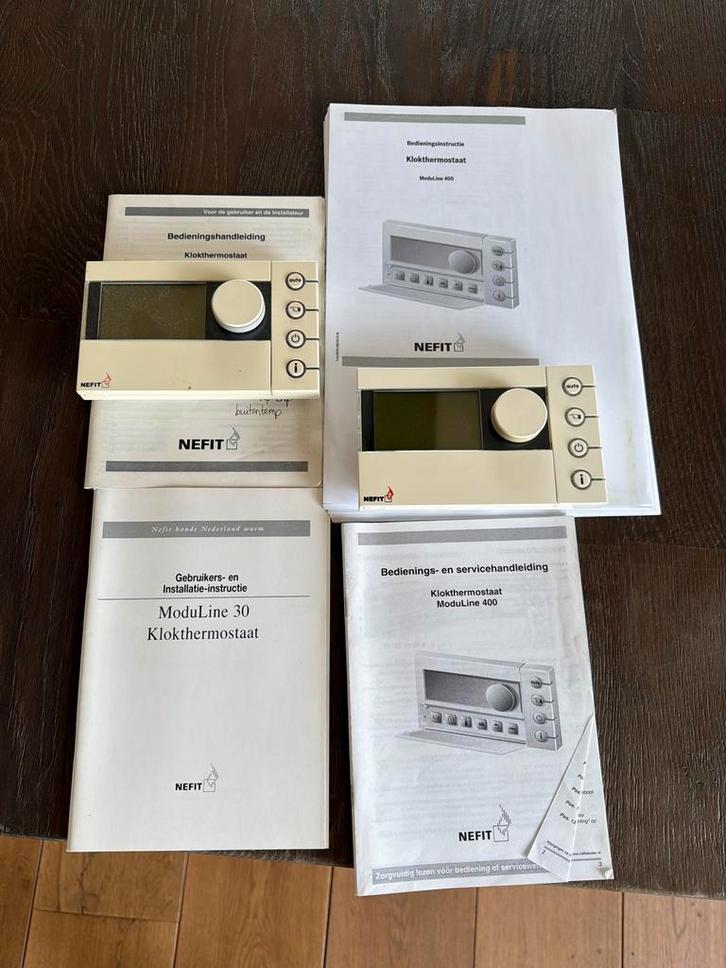2 Nefit ModuLine 400 klokthermostaten, OPHALEN, Doe-het-zelf en Verbouw, Thermostaten, Gebruikt, Ophalen