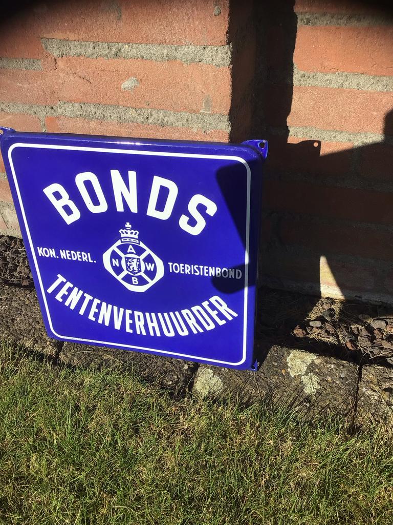 Vintage ANWB Bonds Tentenverhuurder Emaille Reclamebord, Verzenden