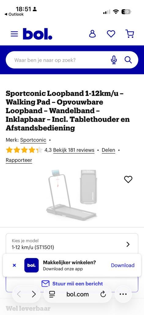 Sportconic Loopband - Zo goed als nieuw, Ophalen, Zo goed als nieuw, Metaal, Loopband