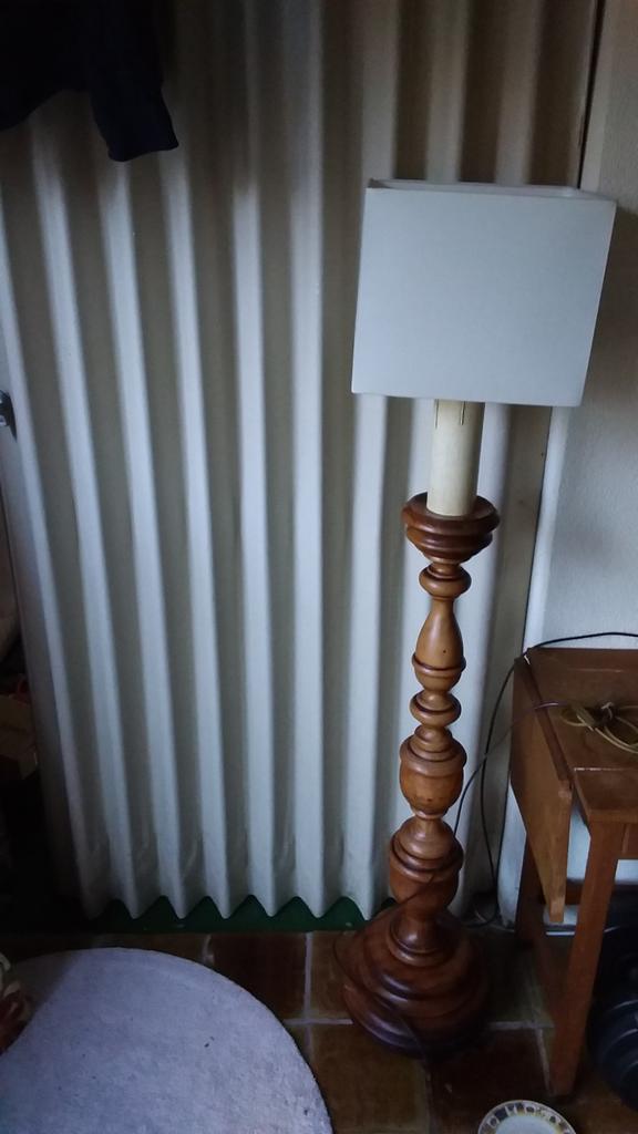 Kerkkandelaar hout lamp vintage Franse vloerlamp jaren 50, Ophalen, Gebruikt, Hout, Minder dan 100 cm