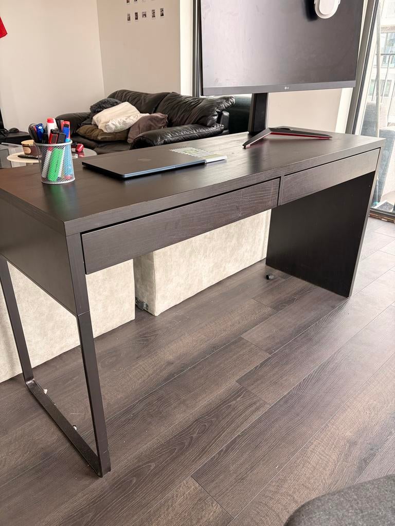IKEA MICKE Bureau zwartbruin, Ophalen, Zwart, Gebruikt, Met lades