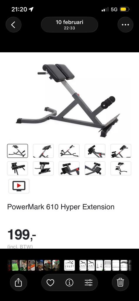 Powermark 610 Hyper Extension - Rugtrainer, Sport en Fitness, Fitnessmaterialen, Zo goed als nieuw, Fitnessbank, Rug, Ophalen