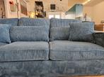 Blauwe ribstof hoekbank, 125 cm of meer, 125 cm of meer, Zo goed als nieuw, Info@homefriesland.nl