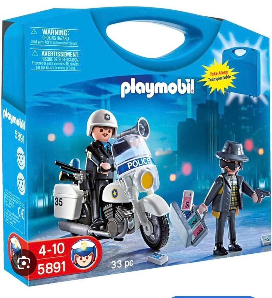Playmobil politie koffer met motoragent en boef, Ophalen of Verzenden