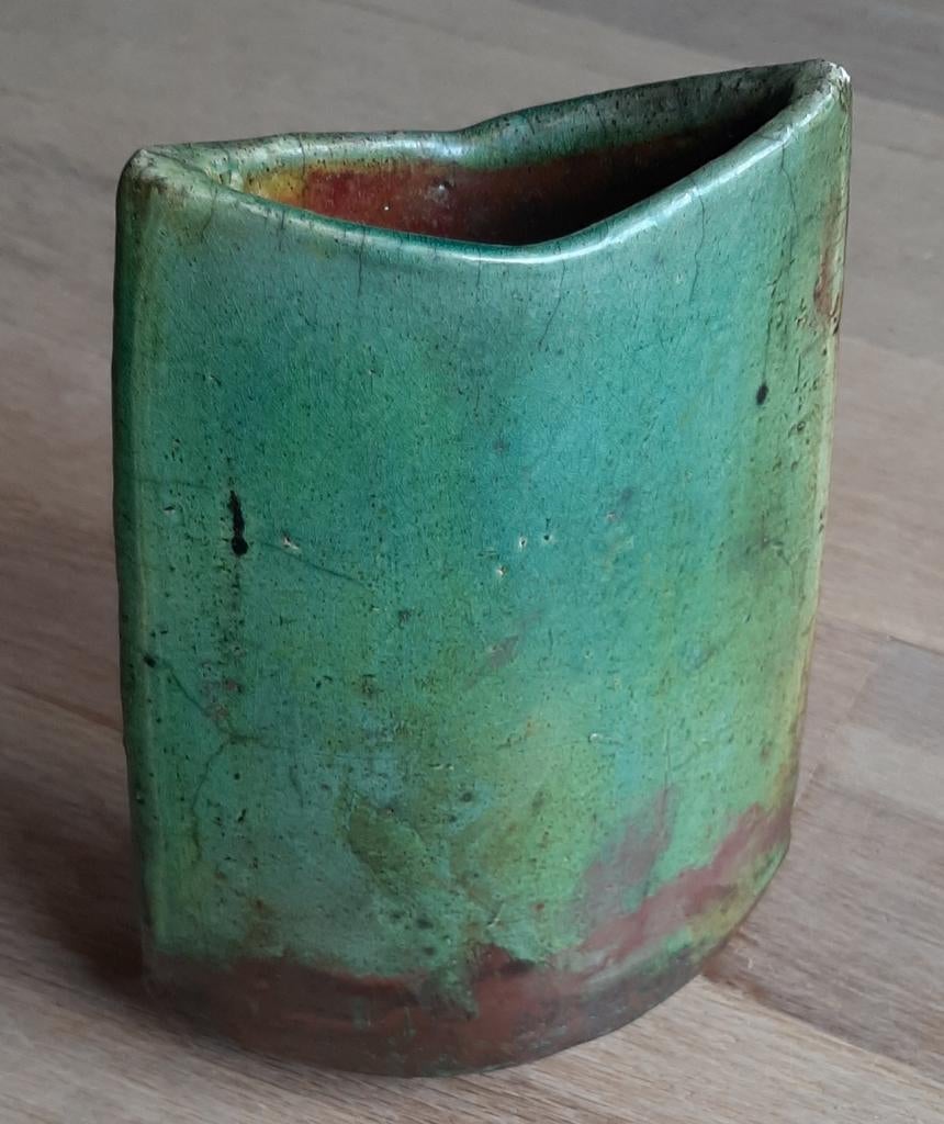 Antieke keramische brons koper vaas. Raku., Ophalen of Verzenden