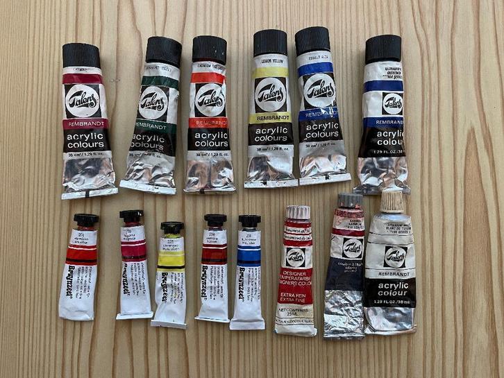 Restanten Tubes Rembrandt Acrylic en Bruynzeel plakkaatverf, Hobby en Vrije tijd, Schilderen, Gebruikt, Acrylverf, Verzenden
