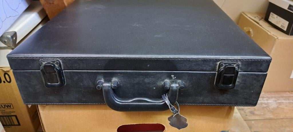 Henzo Fotoalbum in Luxe Lederen Koffer - Zwart met Blauw, Audio, Tv en Foto, Fotoalbums en Accessoires, Ophalen