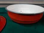 emaille schalen, rond rood, Ophalen of Verzenden, 'T Olde Gre-j, Info@toldegrej.nl, Endepoelstraat 20f Didam