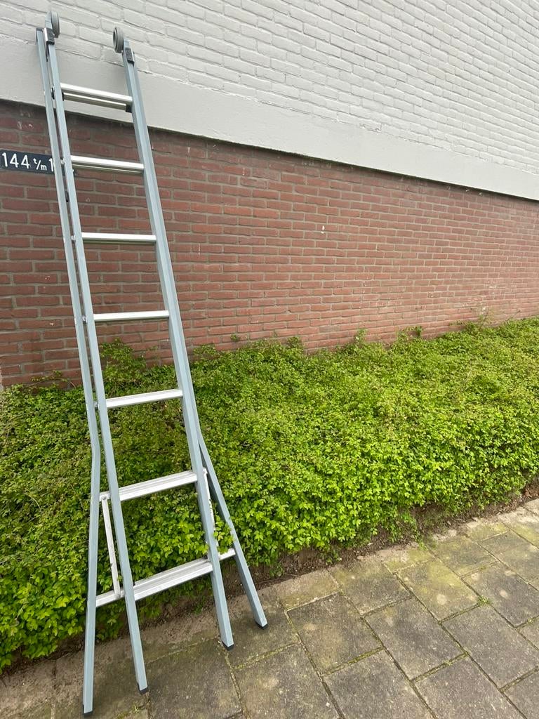 Dirks ladder 2 x 7   2  x 8 glazenwassers ladder, Ophalen, Zo goed als nieuw, 4 meter of meer
