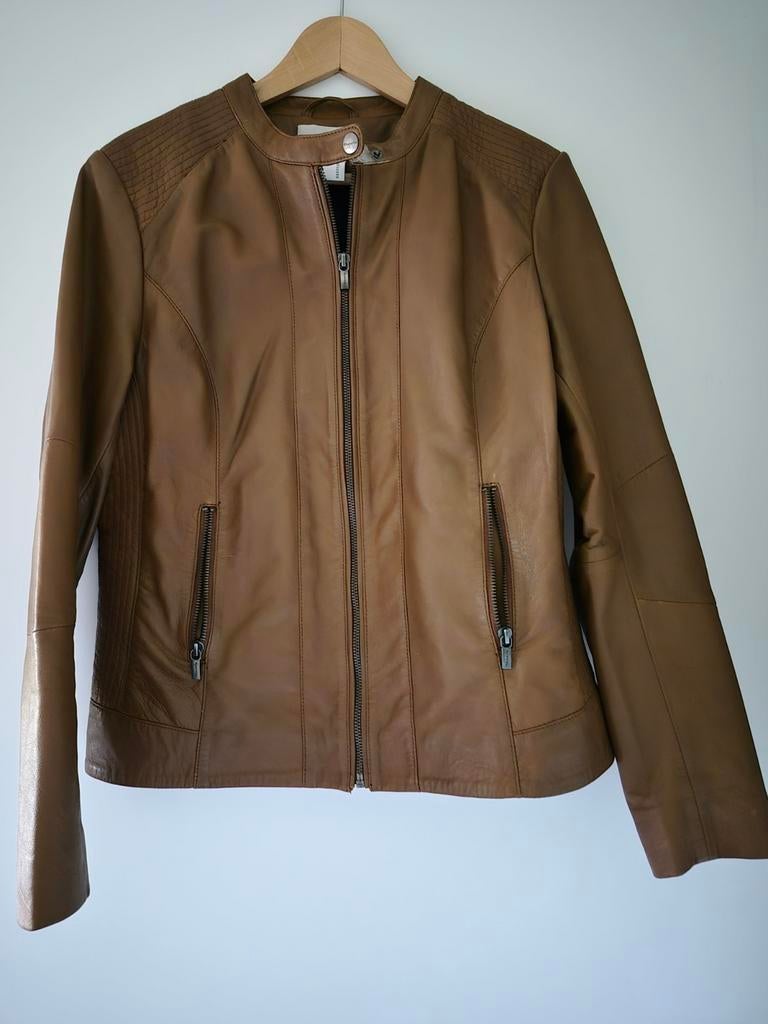 Tamaris leren damesjas - Zo goed als nieuw, Kleding | Dames, Jassen | Zomer, Bruin, Ophalen of Verzenden, Zo goed als nieuw, Maat 38/40 (M)