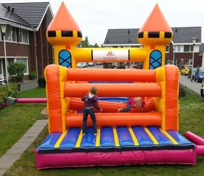 Springkussen te huur voor koningsdag, Hobby en Vrije tijd, Feestartikelen | Verhuur, Ophalen, Zo goed als nieuw, Overige
