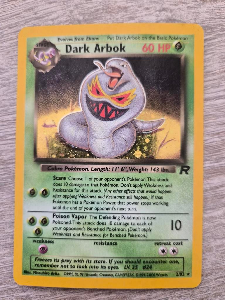 Dark Arbok holo team rocket 2/82, Ophalen of Verzenden, Gebruikt, Losse kaart, Foil