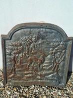 Antieke gietijzeren haardplaat met hert motief, Ophalen, Gebruikt, Inbouwhaard, Overige soorten