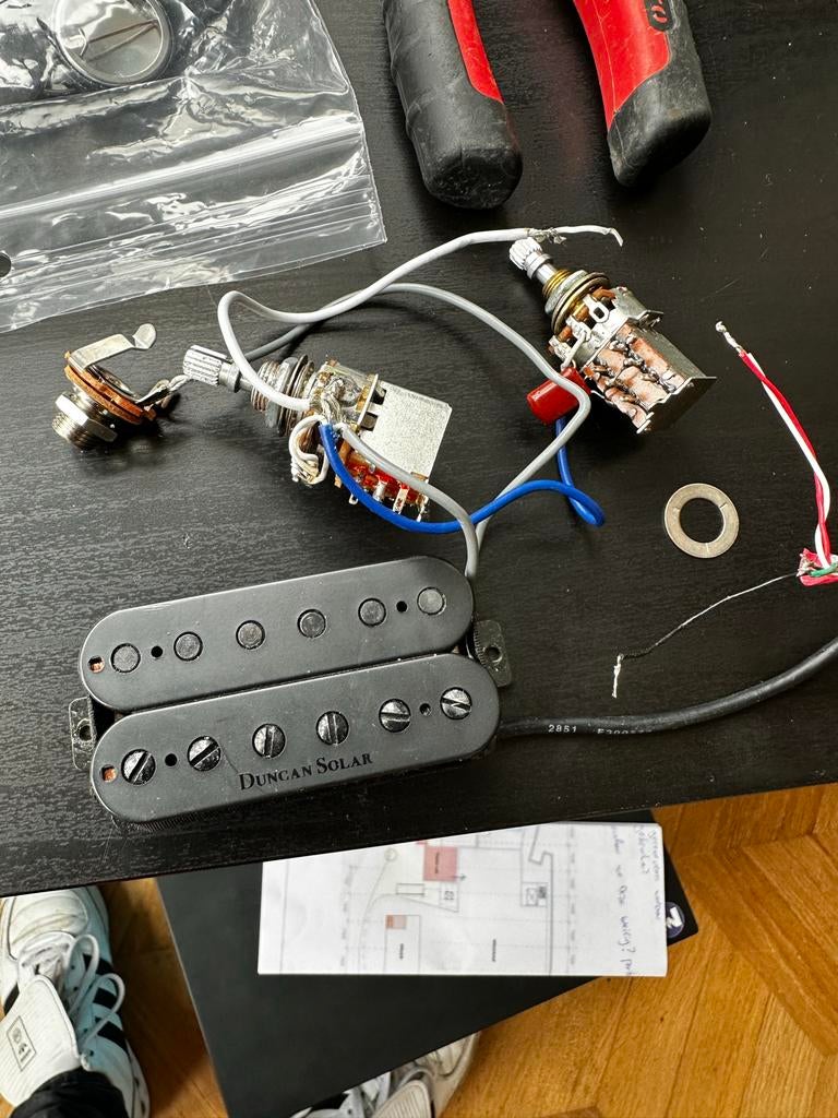 Duncan Solar HB114B/6ST-BLK Humbucker met bedrading, Ophalen of Verzenden, Gebruikt, Elektrische gitaar