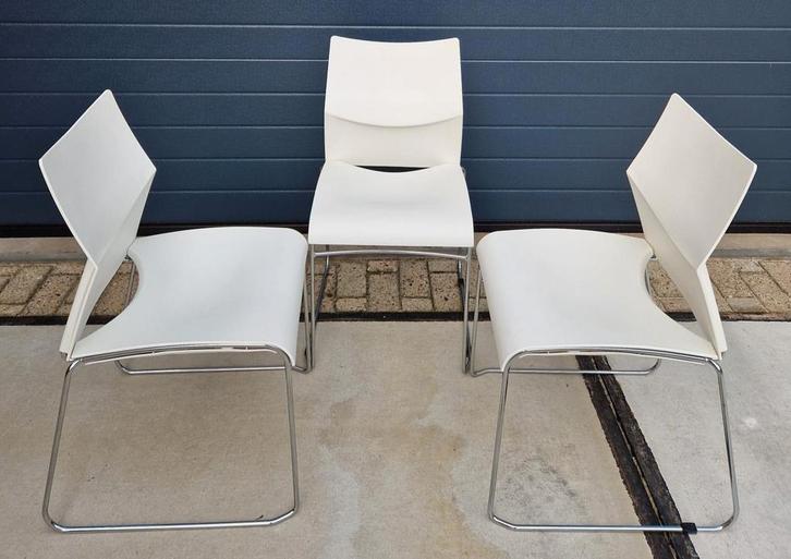 40 x design buisframe stoelen wit vergaderstoelen kantine, Huis en Inrichting, Stoelen, Zo goed als nieuw, Vijf, Zes of meer stoelen