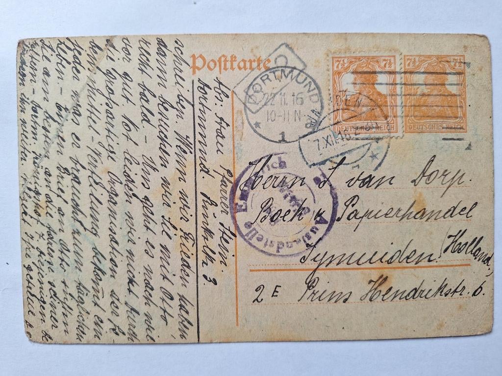 Oude postkaart Duitsland 1916 - Dortmund, Verzamelen, Ophalen of Verzenden