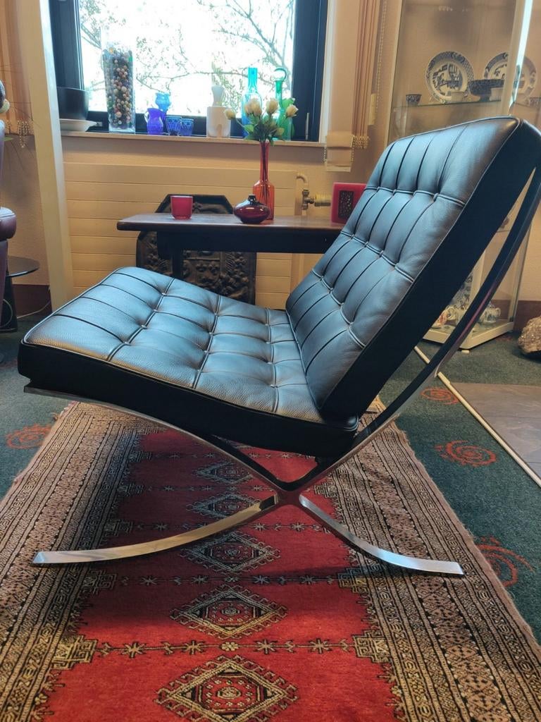 Barcelona lounge chair dimension edition black, Huis en Inrichting, Fauteuils, Ophalen, Zo goed als nieuw, Leer