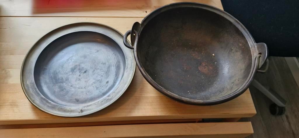 Ouderwetse ketel en bord, Ophalen of Verzenden