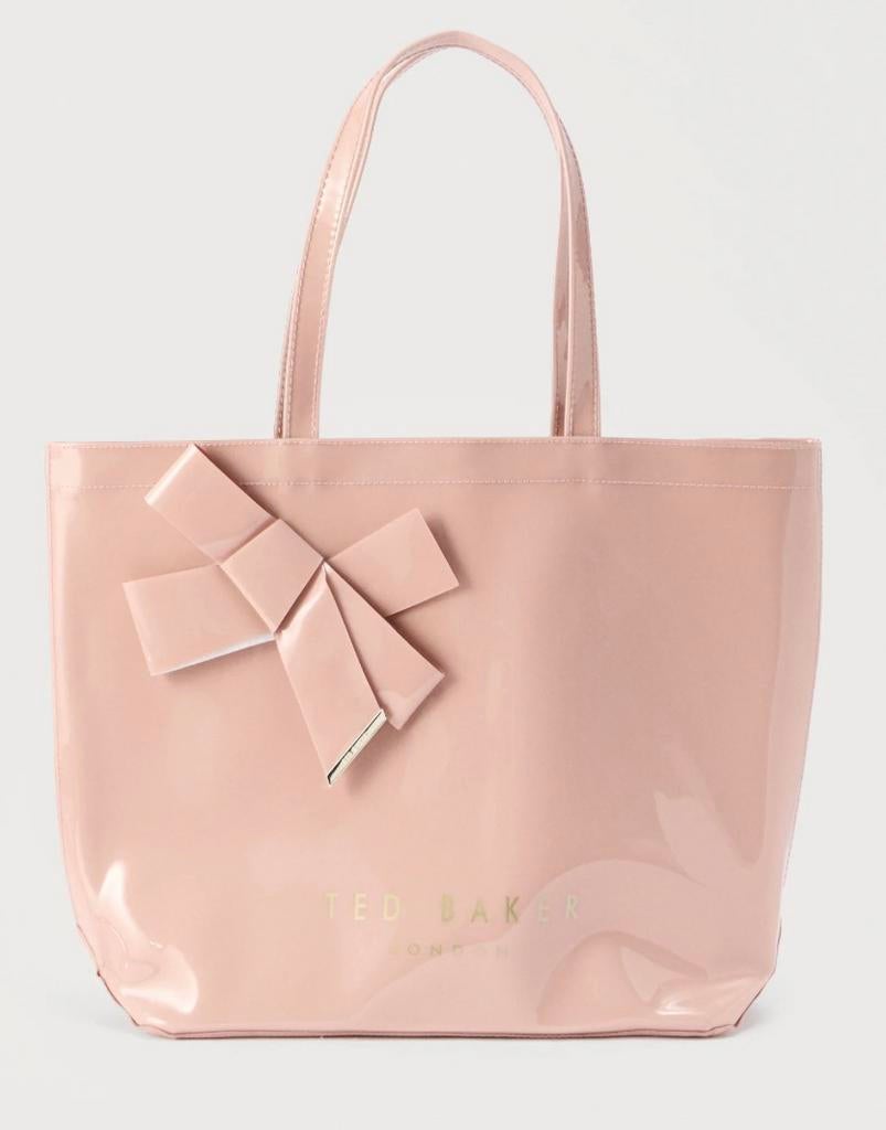 Ted Baker tas tote bag mini shopper roze zwart strik lak, Verzenden, Zo goed als nieuw, Zwart, Shopper