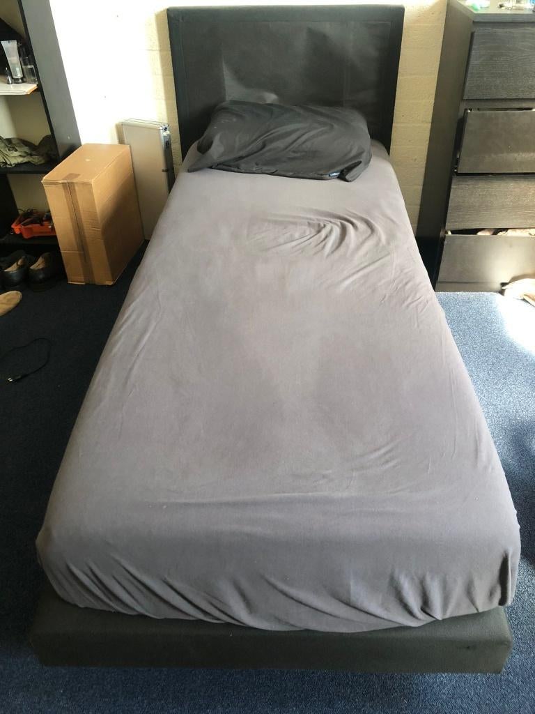 Complete boxspring, Ophalen, Eenpersoons, Zwart, 200 cm