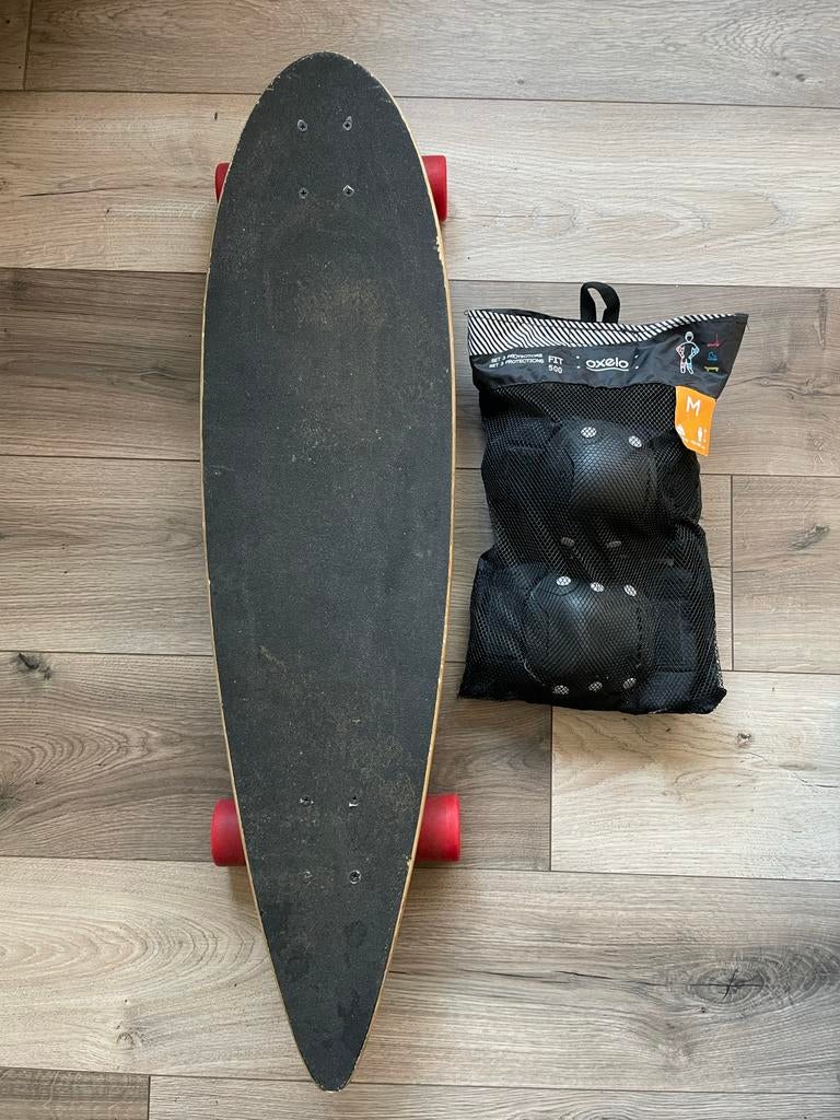 HEMA Longboard + Oxelo beschermset maat M, Sport en Fitness, Skateboarden, Ophalen, Zo goed als nieuw, Skateboard, Longboard