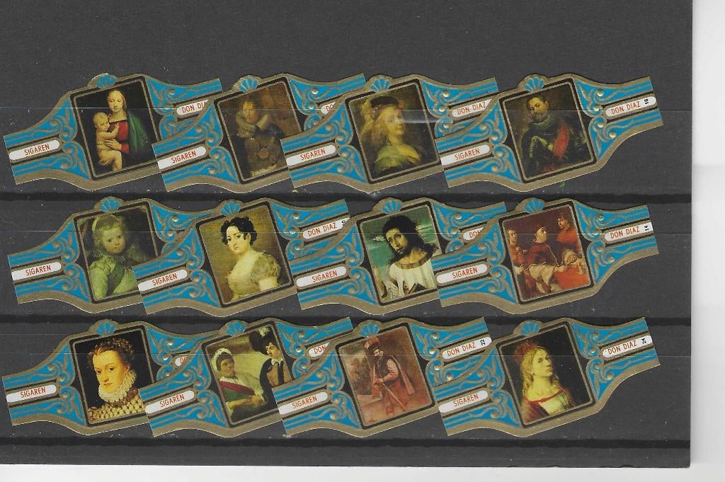 reeks 3068   schilders - 1-12   sigarenbanden, Ophalen of Verzenden, Zo goed als nieuw, Sigarenbandjes