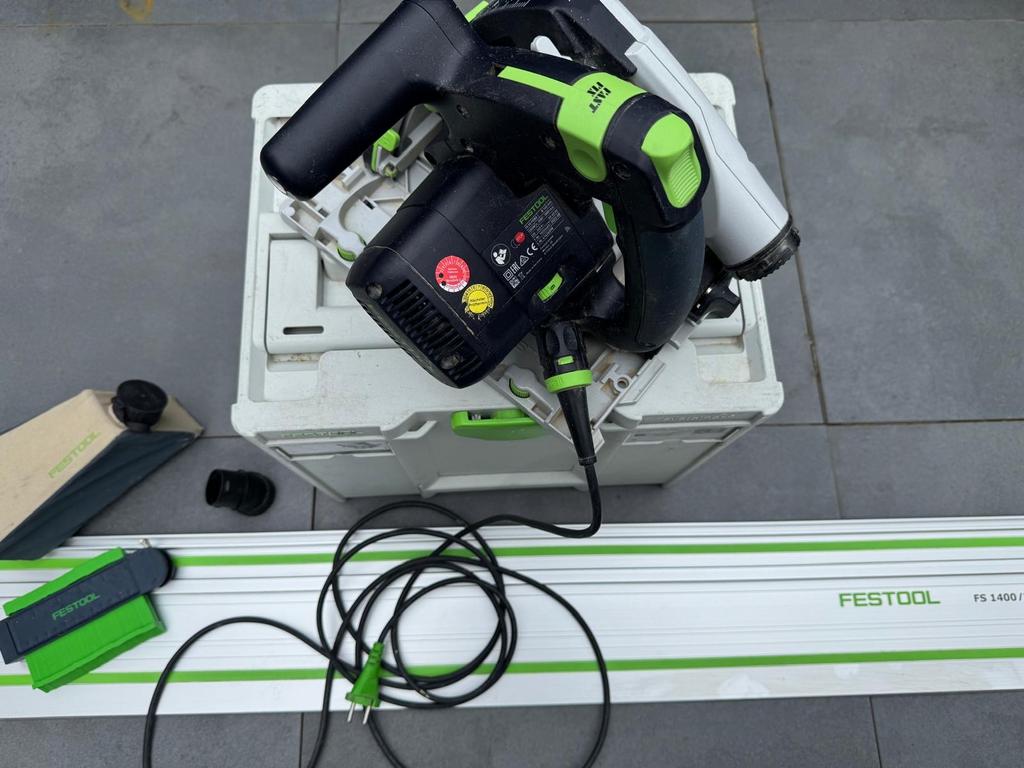 Festool invalzaag TS 55 FEBQ met geleiderail, Gebruikt, Invalzaag, 600 tot 1200 watt, Ophalen of Verzenden