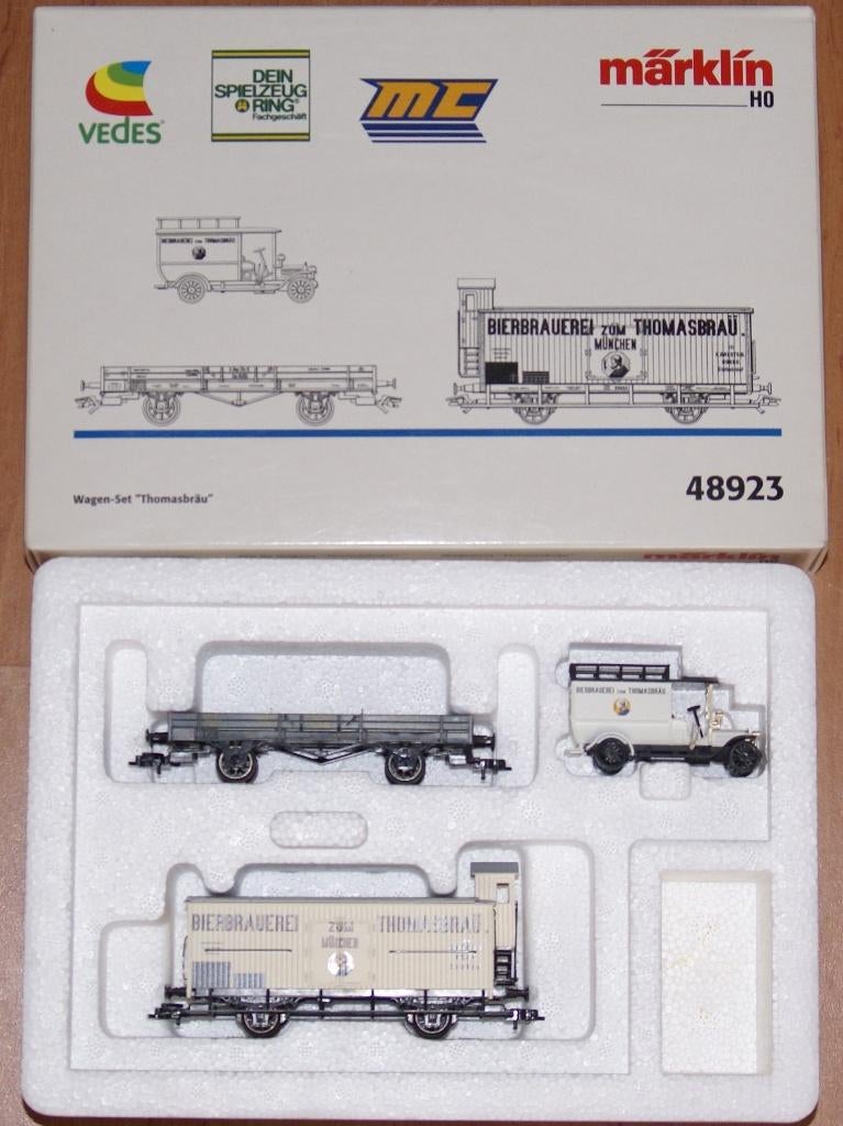 48923 Marklin wagen set THOMAS BRAU MÜNCHEN, Hobby en Vrije tijd, Modeltreinen | H0, Wisselstroom, Wagon, Ophalen of Verzenden