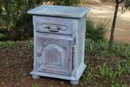 Brocante - Stevig bijzetkastje in whitewash!, Ophalen, Hout, Wit, Gebruikt